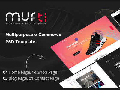 Mufti - Multipurpose e-Commerce PSD Template book clothes drone fashion landing page landing product psd shop smartwatch store template virtual reality vr wine