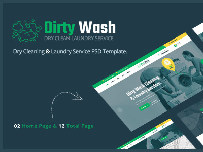 Dirty Wash - Dry Cleaning & Laundry Service PSD Template business cleaning cleaning company cleaning theme cloth clean clothing repair dry cleaning dry wash glass cleaning ironing laundry repair tailor washing