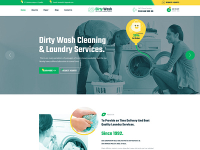 Dirty Wash - Dry Cleaning & Laundry Service PSD Template