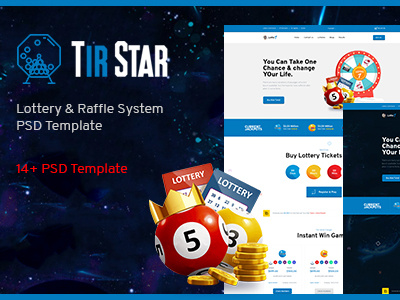 Lottery and raffle system psd template. design psd raffle system template