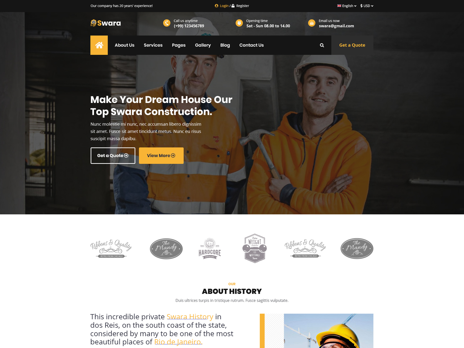 Swara - Construction PSD Template by Towkibur Rahman on Dribbble