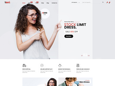 Tani - e-Commerce Fashion PSD Template bag store business clean corporate creative ecommerce fashion flat furniture house listing minimal modern multipurpose ecommerce online store shoes store shop shopping speaker store