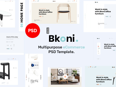 Bkoni - Multipurpose minimal e-Commerce PSD Template corporate creative design decor design beautiful fashion furniture interior modern psd psd template uiux website website interior