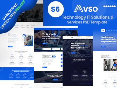 Abso - Technology IT Solutions & Services PSD Template agency business corporate creative modern multipurpose portfolio seo services solutions startup technology