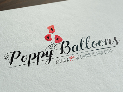 Poppy Balloons Logo balloon balloons branding decor design events feminine floral flowers flowery graphic design logo poppies poppy red script font vector watercolour