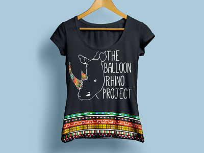 Balloon Rhino Project T-shirt african african print anti poaching balloon balloons branding charity design flat logo poaching rhino rhinoceros t shirt t shirt design vector