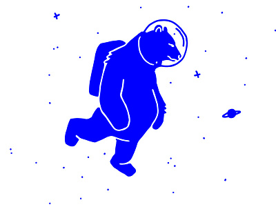 Lhotse Brand animal bear blue flat handmade logo space stars universe
