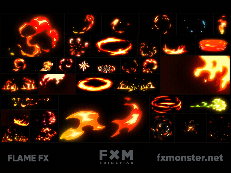 Flame Fx Animaiton set 1 animation flame flash fx frame by frame fx matte titles