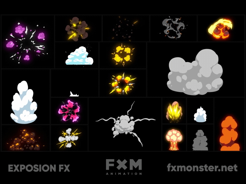 Explosion 2d Fx Animaiton Set 2 2d 2d smoke 2dfx animation explosion frame by frame fx fx animaiton smoke sparks steem vfx