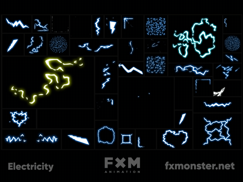 Electricity FX Animation set 2 animation energy flash flash fx frame by frame fx animation fx monster fxm fxmonster illustration lightning logo motion graphics motions