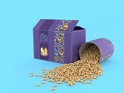 Kingdom Nuts carton cashew food kingdom minimal nuts packaging ultra violet