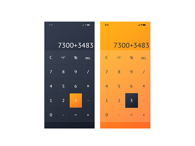 I Phone X Calculator Ui background colors design gradients illustration minimal ui vector