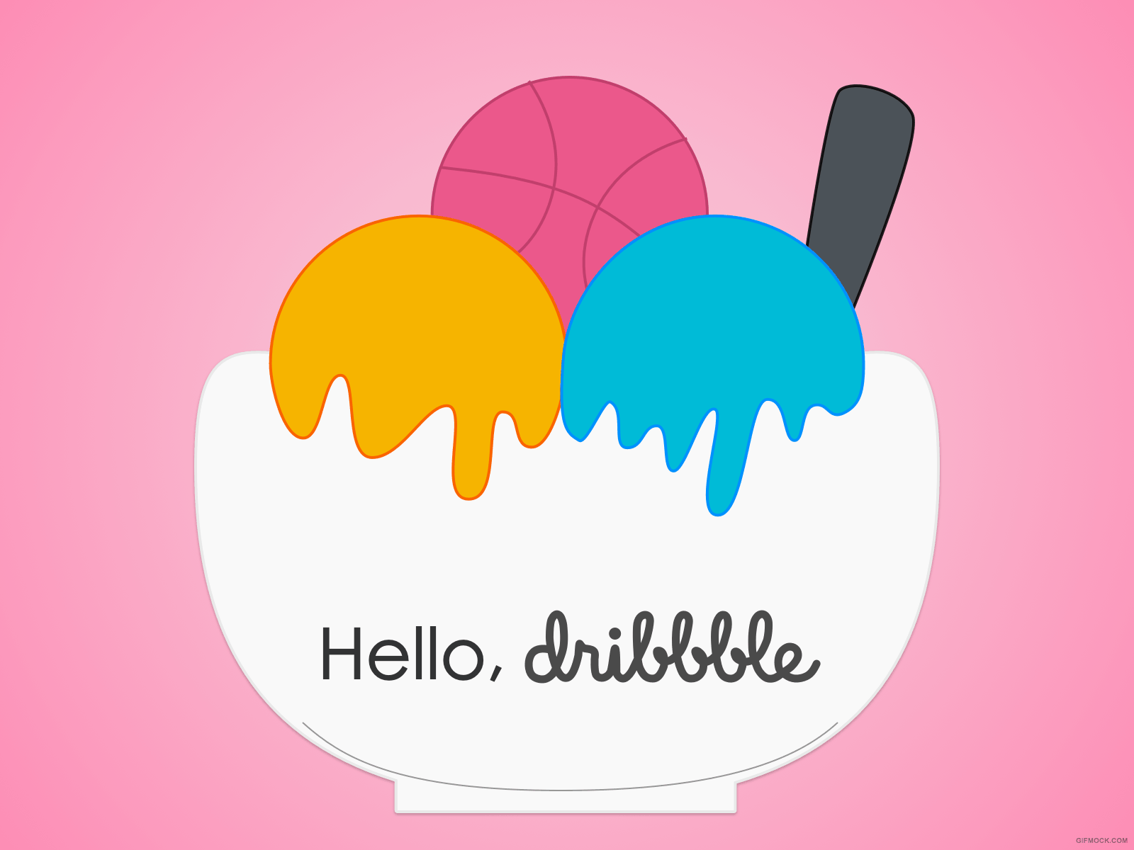 Hello, Dribbble! design dribbble first shot gif hello ice cream melting