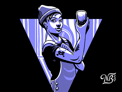 She Knows Beer for Necromancer Brewing beer branding brewing character design drawing illustration illustrator label packaging photoshop purple rosie the rivetor skull tough woman