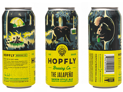 The Jalapeno - Hopfly Brewing beer branding brewing can art design illustration illustrator packaging photoshop typography