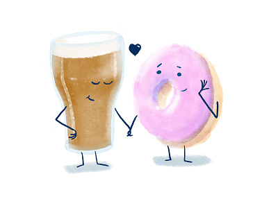 Coffee Donut and Beer branding character design drawing illustration photoshop raster