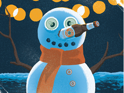 Iron City Snowman beer branding christmas drawing illustration photoshop raster social media texture