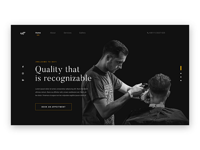 Baf Hairdresser Landing Page adobe black classy clean creative design elegant homepage minimal professional typography ui ux web website xd