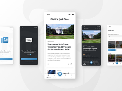 The New York Times Redesign Concept app app design clean creative dark dark ui design mobile app news ui ux white