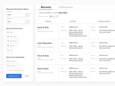 FamilySearch Records Search Redesign interface ui