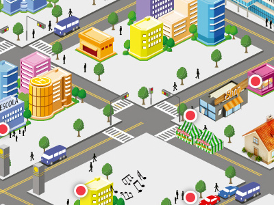 Isometric Neighborhood design infographic isometric neighborhood