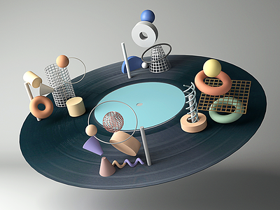 Vinyl Record 3d animation arnold arnoldrender color geometric glaxy illustration maya music record shape space texture vinyl