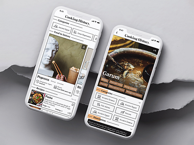 Cooking History app appdesign design dish food graphic design museum screen ui ux