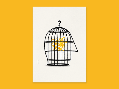 «The Only Limit Is Your Head» art cage design graphics head illustration plakiat poster print visual communication