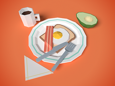 Breakfast 3d b3d blender illustration lowpoly