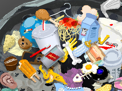 Pixel Trash app illustration iphone