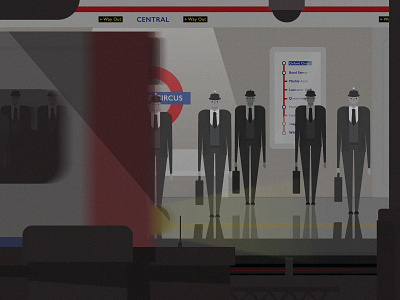 London Underground art character dystopia grey illustration illustrator london metro robot subway train tube vector