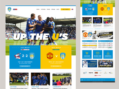 Colchester United F.C. Website Concept blue clean colchester design football homepage soccer ui ux web design website yellow