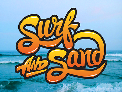 Surf And Sand hand lettering lettering script typography vector