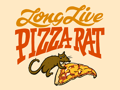 Long Live NYC Pizza Rat! calligraphy illustration kuretake lettering new york city nyc pizza rat script