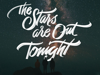 The Stars Are Out Tonight daily drawing drawing hand lettering lettering script sky stars typography