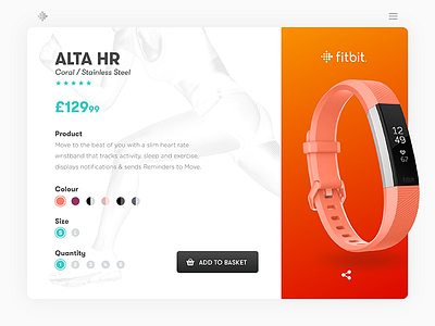 Fitbit Alta HR - UI Design brand colour design digital fitness minimal modern sport ui ux website