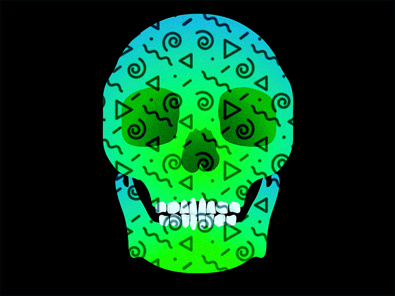 KO! 80s 90s animation design gif loop motion neon pattern patterns skull