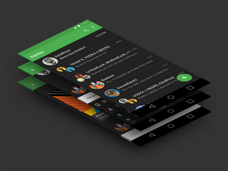 Party On-the-Go app chat material material design party photoshop ui ux xbox