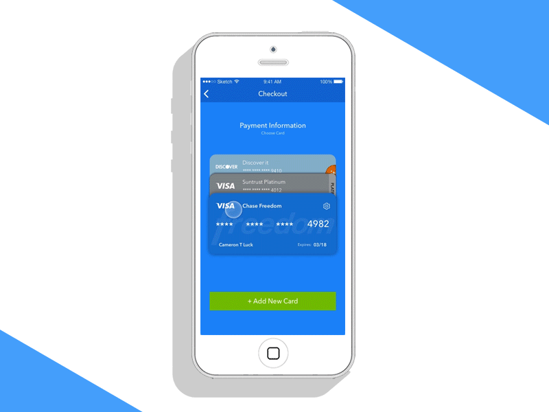 Daily UI 002 - Credit Card Checkout 3d touch animation card checkout credit gif ios iphone 6s photoshop principle prototype sketch