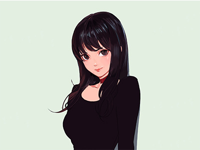 Art Girl ,Beautiful Drawing Anime anime beautiful blak hair design digitalart drawn free girl