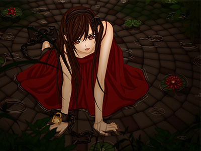 Girl on the floor ,Beautiful Drawing Anime , Red dress by Edward Ridez on  Dribbble