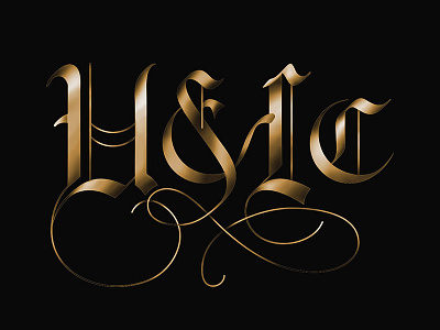 Upper & Lowercase black letter brand calligraphy custom design flourishes illustration lcad lettering logo traditional typography