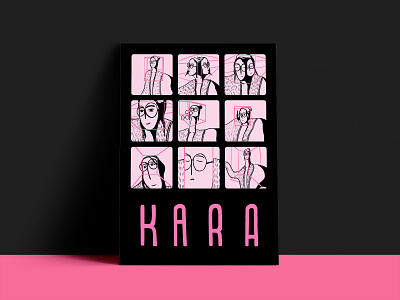 Kara - Animation Poster animation animation 2d black design frame graphic design illustration loop people pink poster poster design title animation title design woman