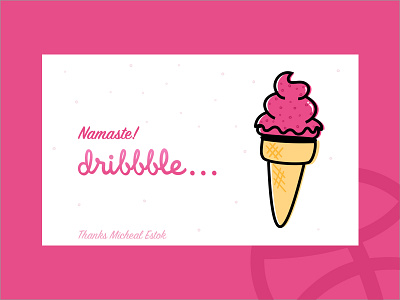 Ice cream for new dribbblers debut first shot hello dribble ice cream illustration invites