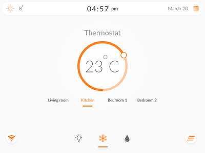 Thermostat app dashboard dial home smart home temperature thermostat ui