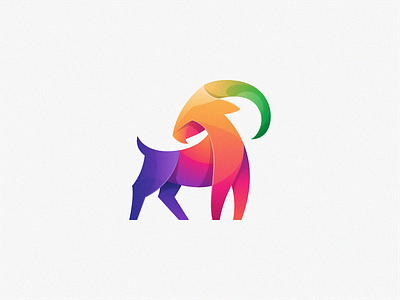 Color Goat animal branding colorful design goat gradient horn icon identity logo mark modern simple style symbol trendy
