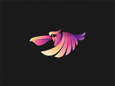 Pelican animal branding colorful design gradient graphic design icon identity logo mark modern pelican purple simple symbol trendy yellow
