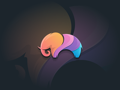 Elephant animal. color. design. elephant. full gradient. icon. logo symbol. vector.