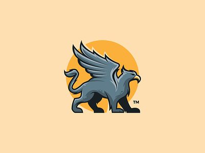 Griffin animal design gold griffin icon logo mascot simple symbol yellow