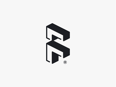 Famous architecture dark f famous flat icon initial letter mark modern simple